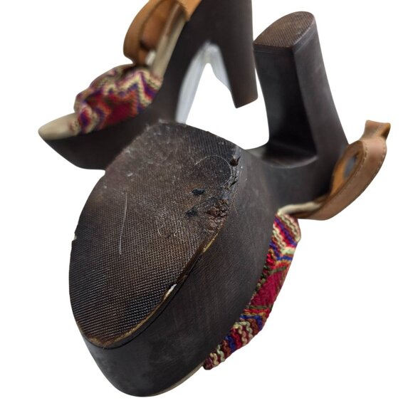 Sbicca Vintage Collection Leather & Woven Platform Sandals Size 7 - Picture 5 of 10